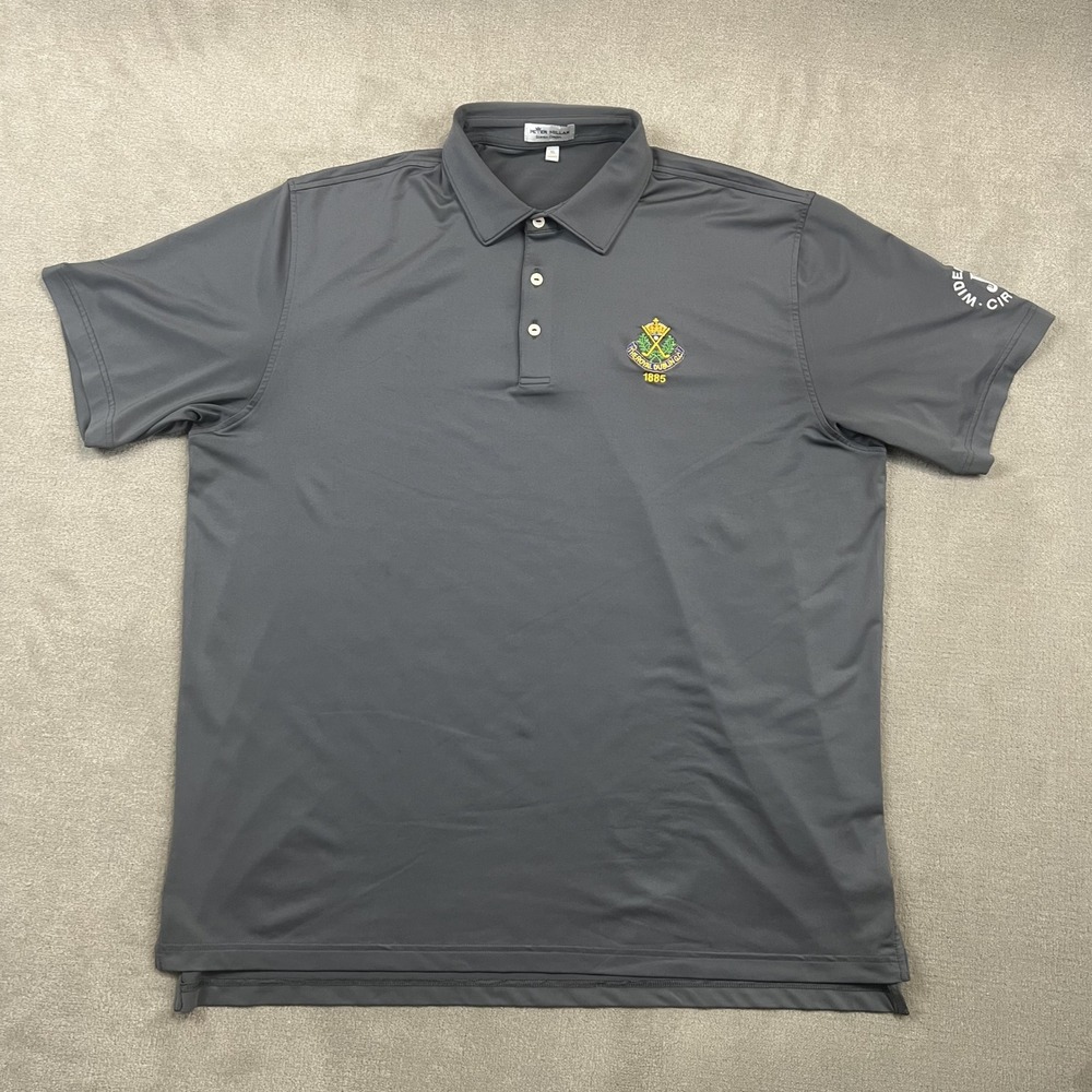 Peter Millar Polo Mens XL Gray The Royal Dublin GC Summer Comfort Performance